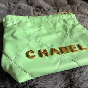 Green Quilted Mini Bag with Crossbody Strap